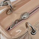 Christian Dior Lady Dior Canage Large Bag Patent leather 2way Pink Auth 193127-17