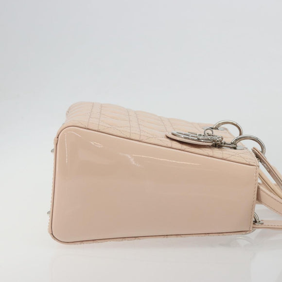 Christian Dior Lady Dior Canage Large Bag Patent leather 2way Pink Auth 193127