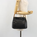 GUCCI Bamboo Hand Bag Leather Black Gold 000 2865 0575 Auth 193128-22