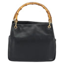 GUCCI Bamboo Hand Bag Leather Black Gold 000 2865 0575 Auth 193128-2