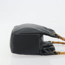 GUCCI Bamboo Hand Bag Leather Black Gold 000 2865 0575 Auth 193128-3