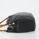 GUCCI Bamboo Hand Bag Leather Black Gold 000 2865 0575 Auth 193128-4