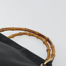 GUCCI Bamboo Hand Bag Leather Black Gold 000 2865 0575 Auth 193128-8
