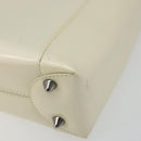 Christian Dior Maris Pearl Hand Bag Patent leather White Silver Auth 193129A-16