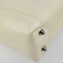 Christian Dior Maris Pearl Hand Bag Patent leather White Silver Auth 193129A-17