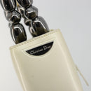 Christian Dior Maris Pearl Hand Bag Patent leather White Silver Auth 193129A-19