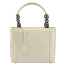 Christian Dior Maris Pearl Hand Bag Patent leather White Silver Auth 193129A-13