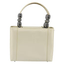Christian Dior Maris Pearl Hand Bag Patent leather White Silver Auth 193129A-2