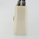 Christian Dior Maris Pearl Hand Bag Patent leather White Silver Auth 193129A-3