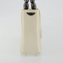 Christian Dior Maris Pearl Hand Bag Patent leather White Silver Auth 193129A-4