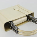 Christian Dior Maris Pearl Hand Bag Patent leather White Silver Auth 193129A-6