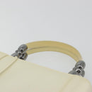 Christian Dior Maris Pearl Hand Bag Patent leather White Silver Auth 193129A-14