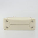 Christian Dior Maris Pearl Hand Bag Patent leather White Silver Auth 193129A-5