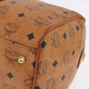 MCM Logogram Vicetos Boston Bag PVC Leather Brown Gold Auth 193130-14