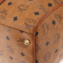 MCM Logogram Vicetos Boston Bag PVC Leather Brown Gold Auth 193130-16