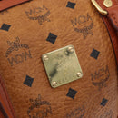 MCM Logogram Vicetos Boston Bag PVC Leather Brown Gold Auth 193130-12