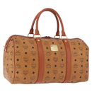 MCM Logogram Vicetos Boston Bag PVC Leather Brown Gold Auth 193130-1
