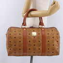 MCM Logogram Vicetos Boston Bag PVC Leather Brown Gold Auth 193130-22