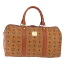 MCM Logogram Vicetos Boston Bag PVC Leather Brown Gold Auth 193130-13