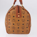 MCM Logogram Vicetos Boston Bag PVC Leather Brown Gold Auth 193130-4