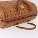 MCM Logogram Vicetos Boston Bag PVC Leather Brown Gold Auth 193130-6