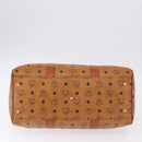 MCM Logogram Vicetos Boston Bag PVC Leather Brown Gold Auth 193130-5