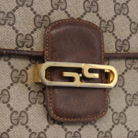 GUCCI GG Supreme Shoulder Bag PVC Beige Gold Auth 193131