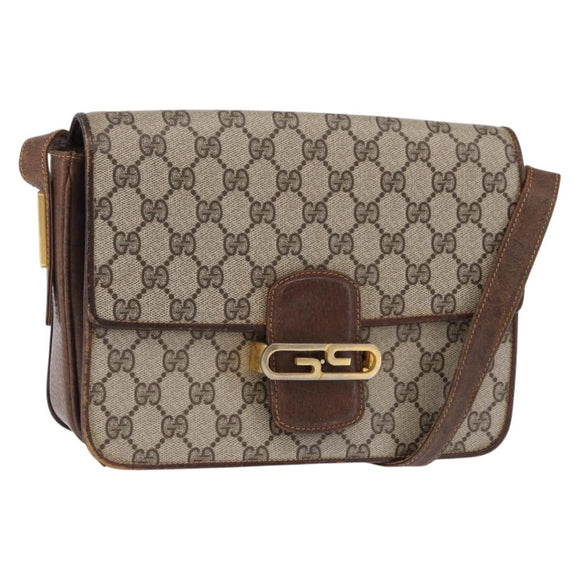 GUCCI GG Supreme Shoulder Bag PVC Beige Gold Auth 193131