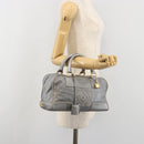 LOEWE Amazona 28 Hand Bag Leather Silver Gold Auth 193132V-25