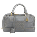 LOEWE Amazona 28 Hand Bag Leather Silver Gold Auth 193132V-13