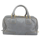LOEWE Amazona 28 Hand Bag Leather Silver Gold Auth 193132V-2