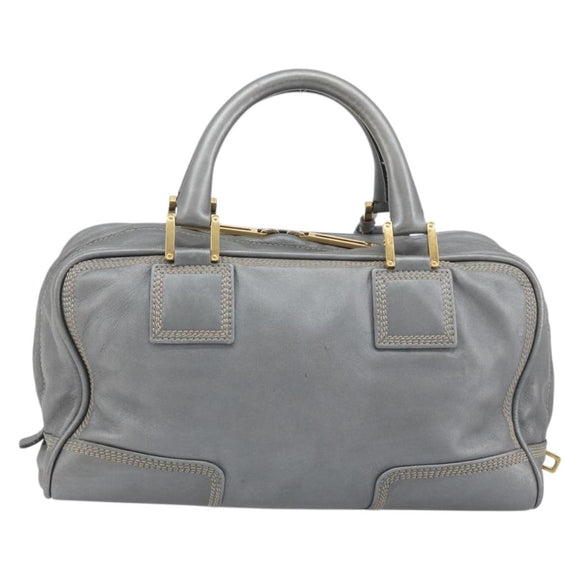 LOEWE Amazona 28 Hand Bag Leather Silver Gold Auth 193132V