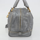 LOEWE Amazona 28 Hand Bag Leather Silver Gold Auth 193132V-3