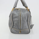 LOEWE Amazona 28 Hand Bag Leather Silver Gold Auth 193132V-4