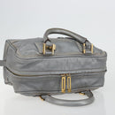 LOEWE Amazona 28 Hand Bag Leather Silver Gold Auth 193132V-6