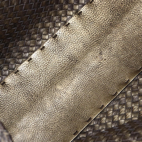 BOTTEGA VENETA INTRECCIATO Cabas MM Tote Bag Leather Gold 115664 Auth 193133SAM