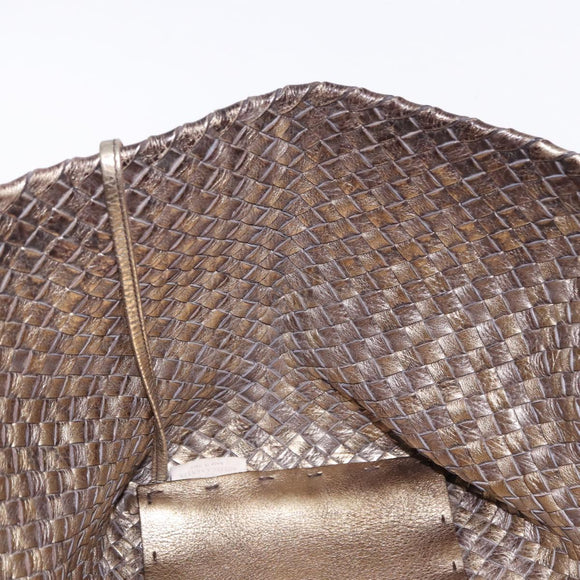 BOTTEGA VENETA INTRECCIATO Cabas MM Tote Bag Leather Gold 115664 Auth 193133SAM