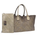 BOTTEGA VENETA INTRECCIATO Cabas MM Tote Bag Leather Gold 115664 Auth 193133SAM-1
