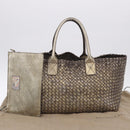 BOTTEGA VENETA INTRECCIATO Cabas MM Tote Bag Leather Gold 115664 Auth 193133SAM-12