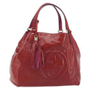 GUCCI Soho Hand Bag Patent leather Red Gold 282309 Auth 193134-1