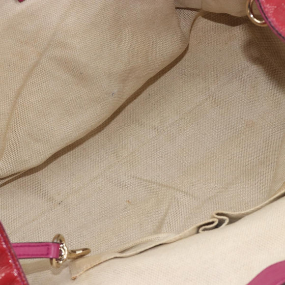 GUCCI Soho Hand Bag Patent leather Red Gold 282309 Auth 193134