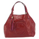 GUCCI Soho Hand Bag Patent leather Red Gold 282309 Auth 193134-13