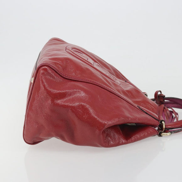 GUCCI Soho Hand Bag Patent leather Red Gold 282309 Auth 193134