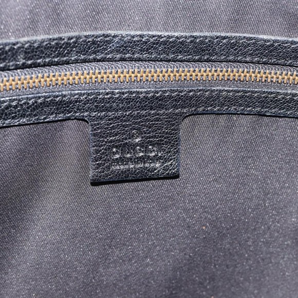 GUCCI Interlocking G Shoulder Bag Leather Black Gold 121546 Auth 193135V