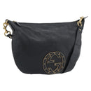 GUCCI Interlocking G Shoulder Bag Leather Black Gold 121546 Auth 193135V-1