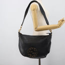 GUCCI Interlocking G Shoulder Bag Leather Black Gold 121546 Auth 193135V-24