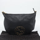 GUCCI Interlocking G Shoulder Bag Leather Black Gold 121546 Auth 193135V-12