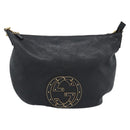 GUCCI Interlocking G Shoulder Bag Leather Black Gold 121546 Auth 193135V-13