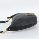 GUCCI Interlocking G Shoulder Bag Leather Black Gold 121546 Auth 193135V-3