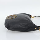 GUCCI Interlocking G Shoulder Bag Leather Black Gold 121546 Auth 193135V-4